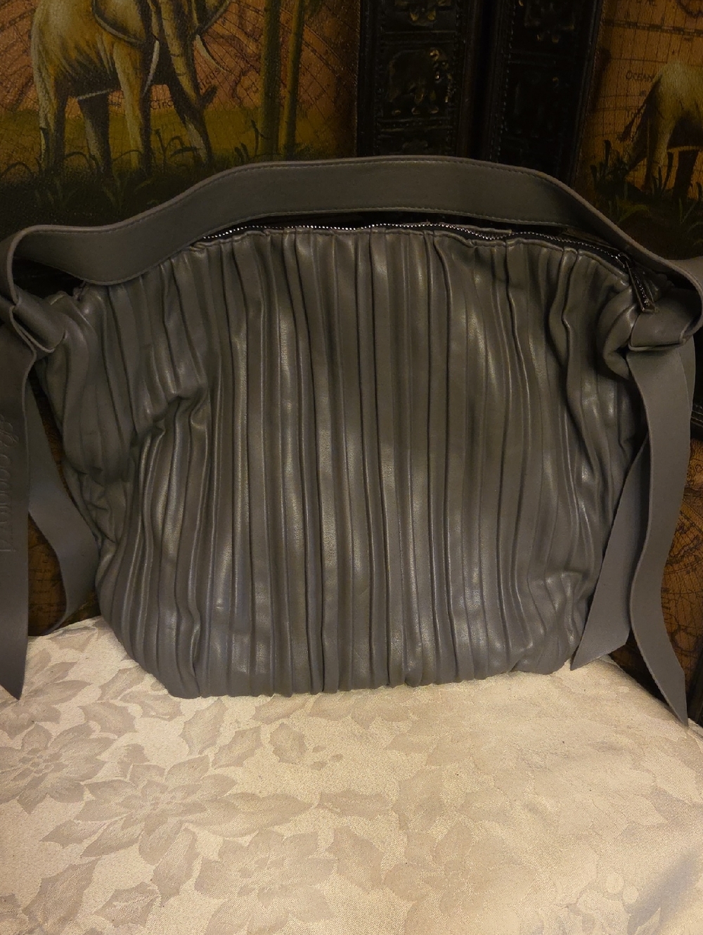 Paparazzi Pleated Gray Shoulder Bag